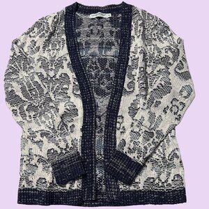 Cotton Emporium S Lightweight Open Front Cardigan Sweater Blue/White